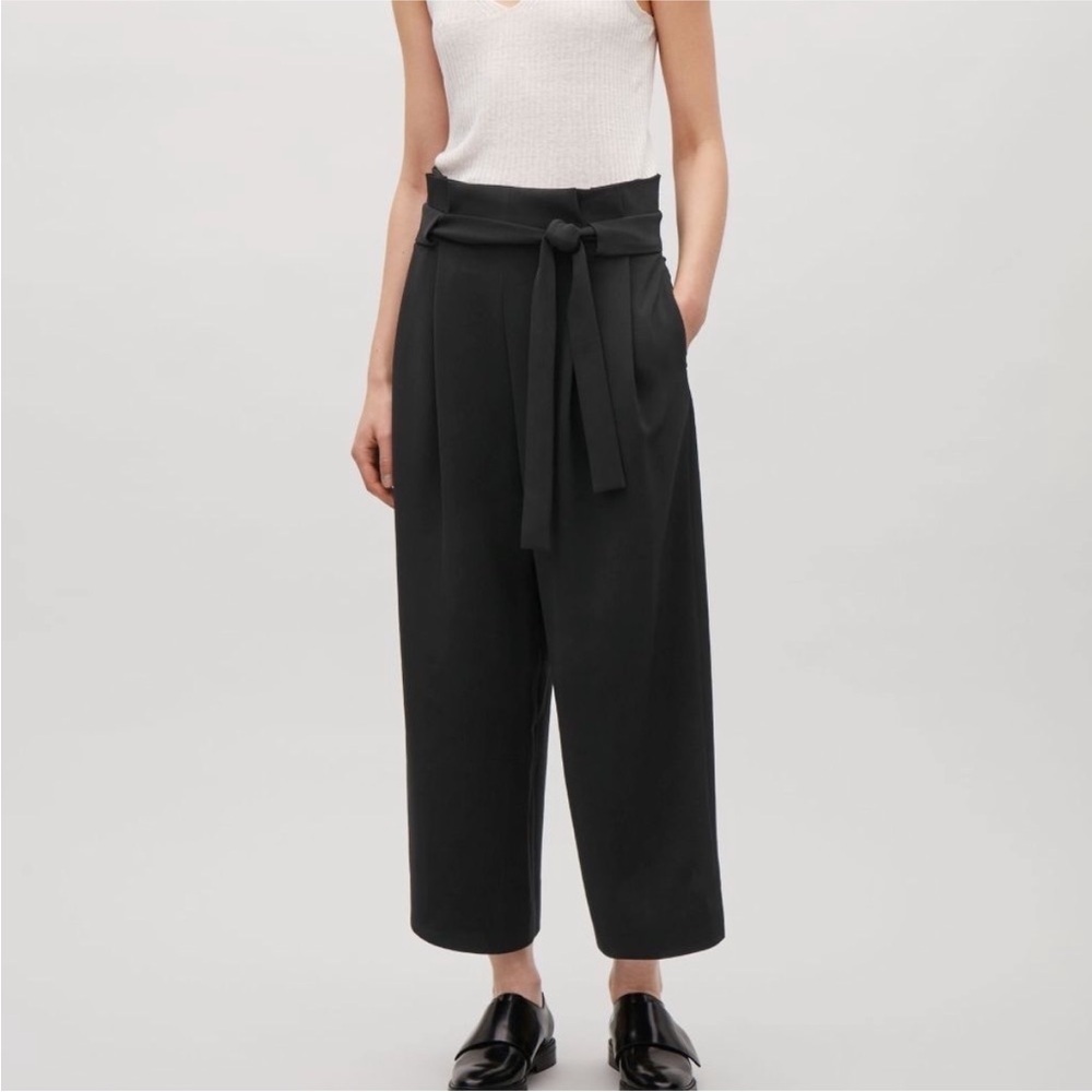 COS Black high waisted crop wide leg pants